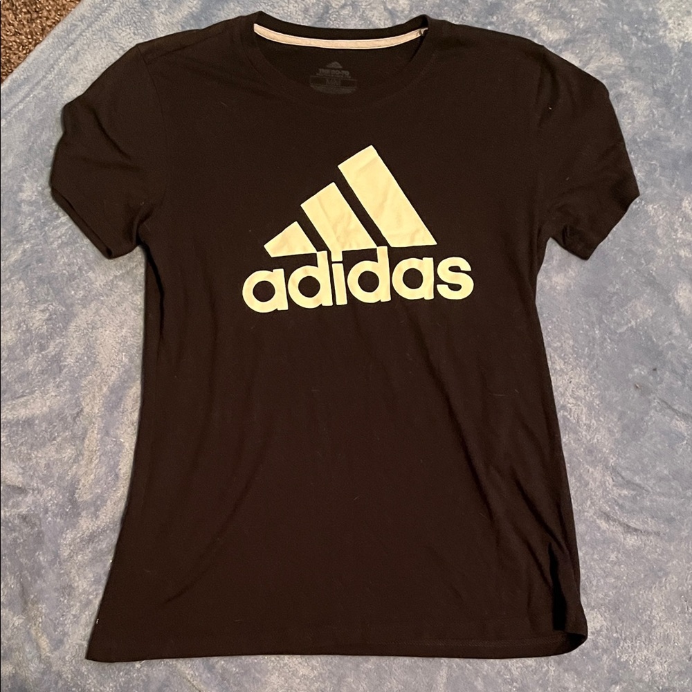 Adidas Kids Black Tee with White Logo